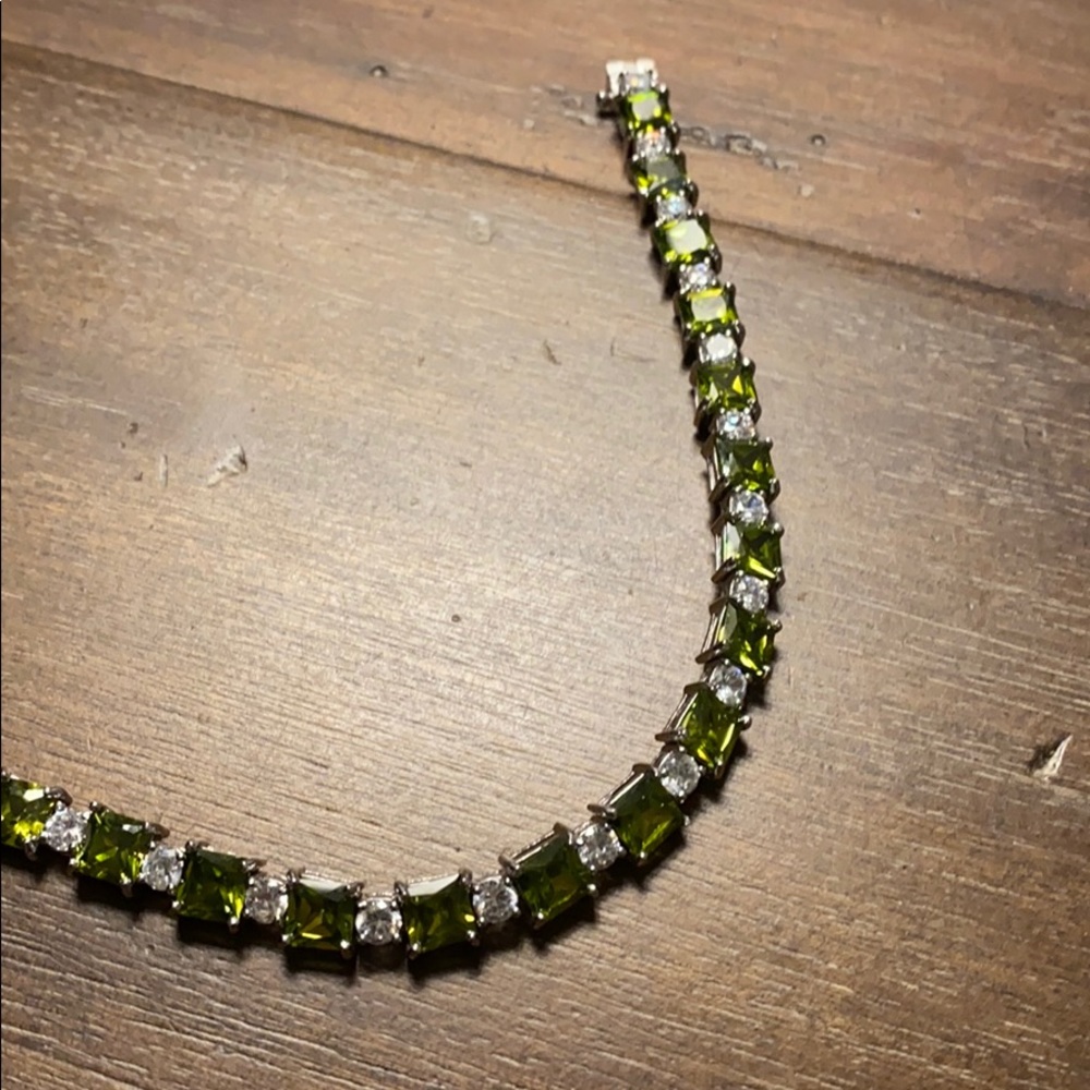 Olive green jeweled bracelet
